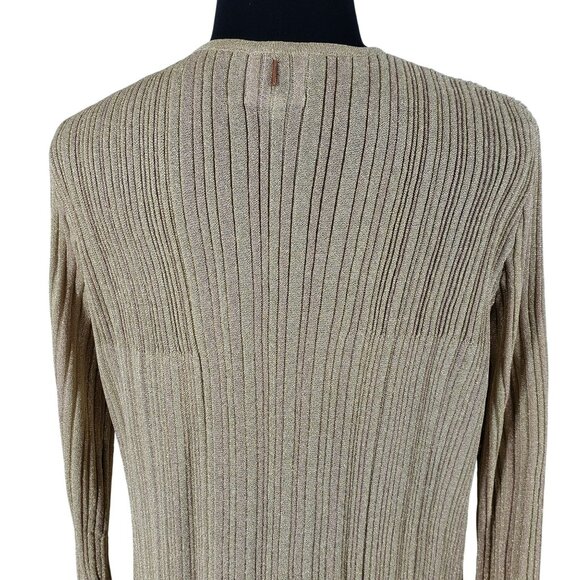 Misa Gold Knit Open Front Long Line Cardigan Duster Womens XS Coastal Grandma - Picture 8 of 13